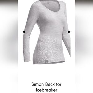 Icebreaker MERINO TEE Top Simon BECK Collab Gray Long Sleeve Women's